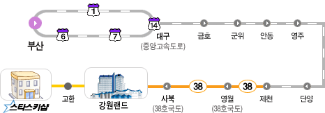 부산에서 오는 지도